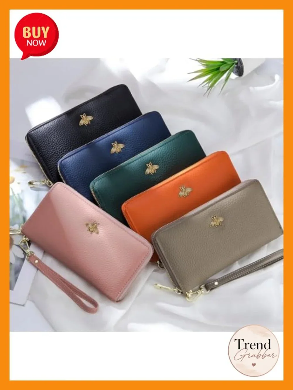 Genuine Leather Wristlet Purse with Card Holder & Zip Pocket